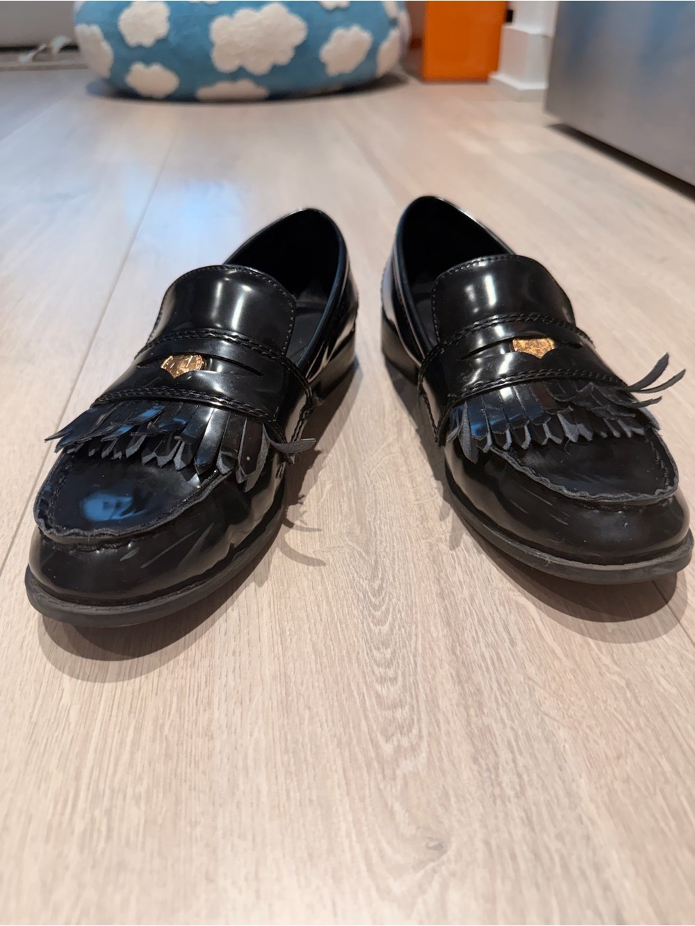 Zara Black Fringe Penny Loafers